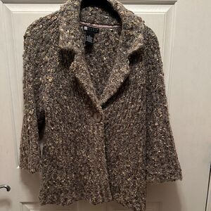 Carole Little Gray/Brown Mohair & Alpaca Blend Vintage Grandma Core Sweater Sm